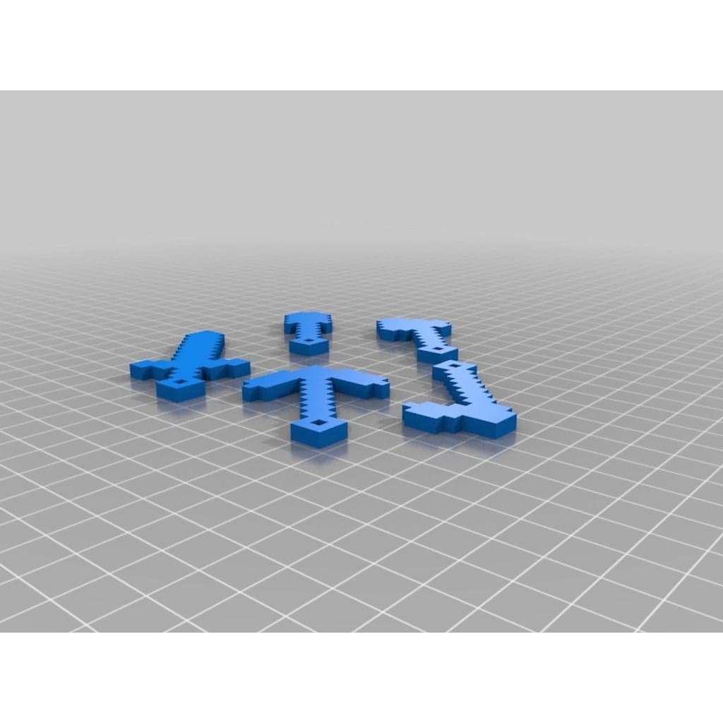 Figura 3D personalizada de Minecraft Tools with Keychain Hole · Arte en PLA — imagen 3